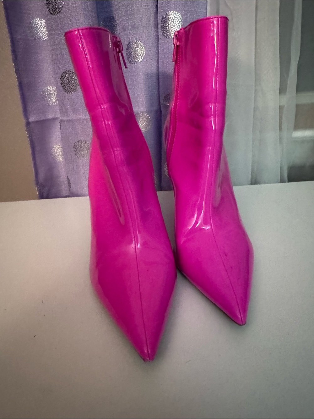 INC International Concepts Hot Pink Patent Pointed Toe Ankle Boots
